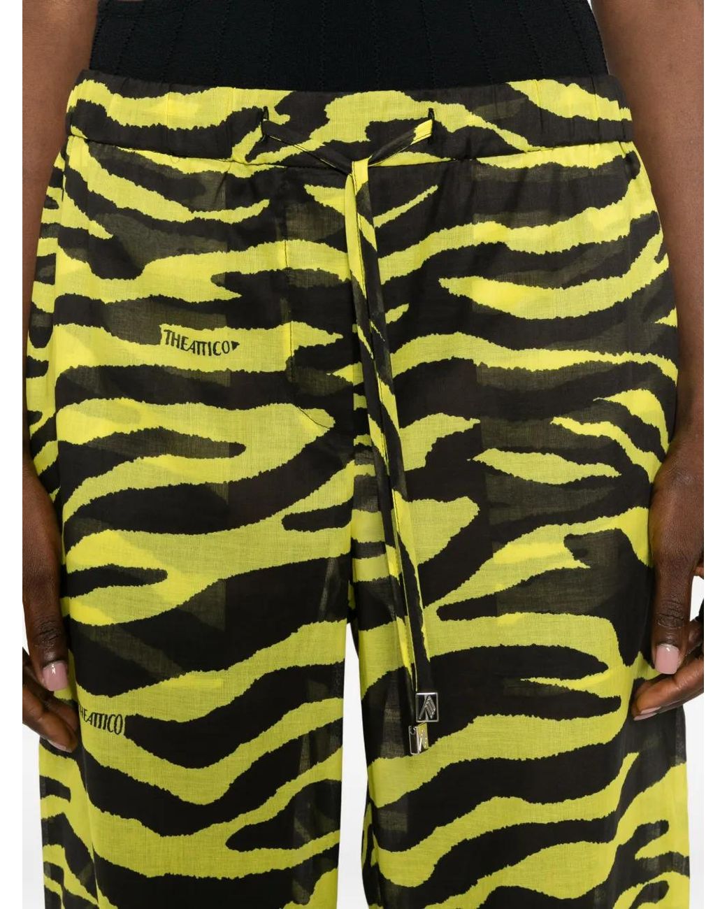 The Attico Green Zebra-Print Drawstring Pants