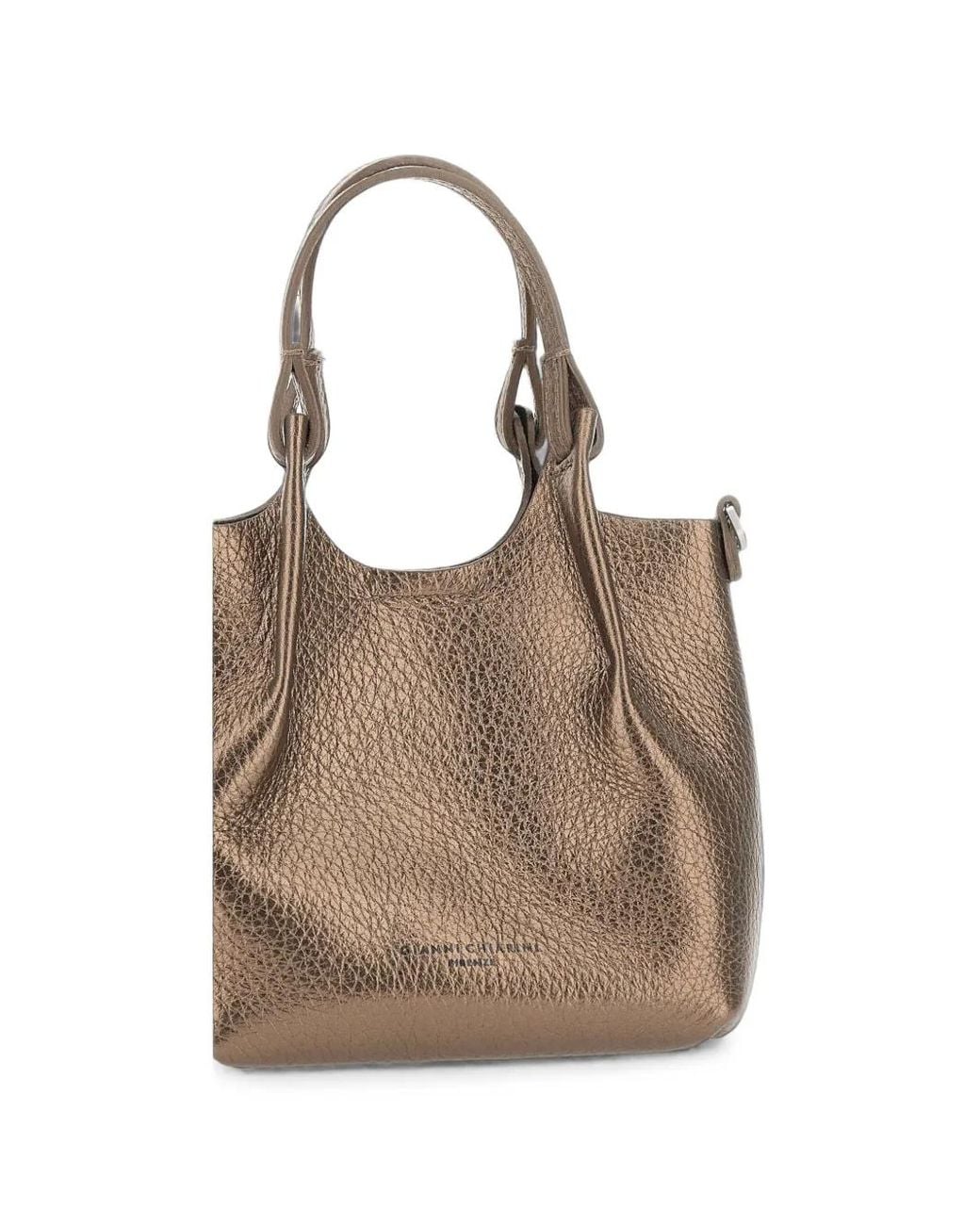Gianni Chiarini Brown Dua Metallic Leather Tote Bag