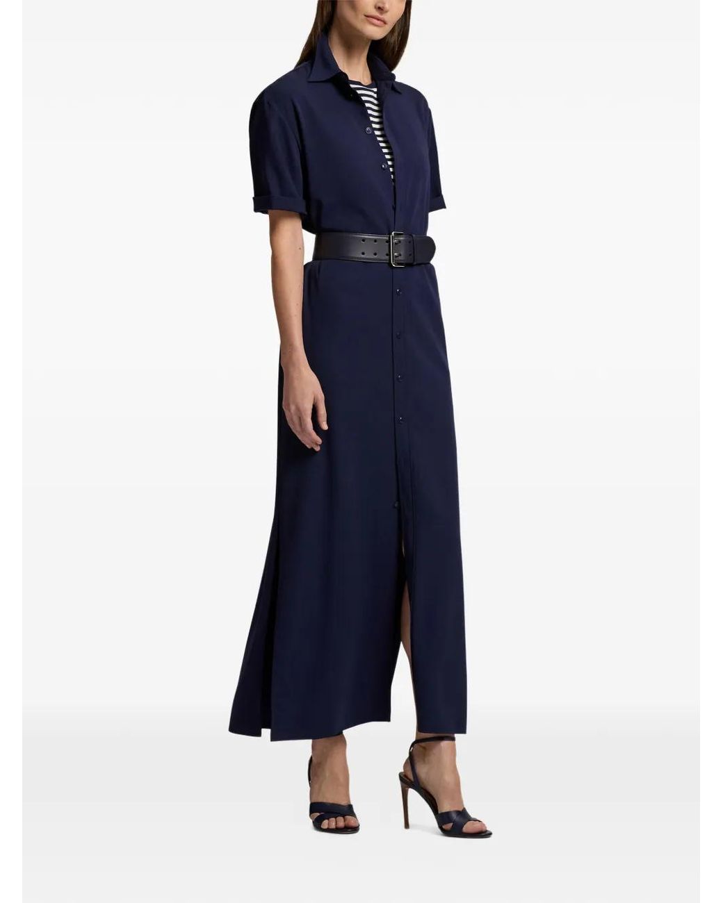 Ralph Lauren Blue Carol Belted Short-Sleeve Dress