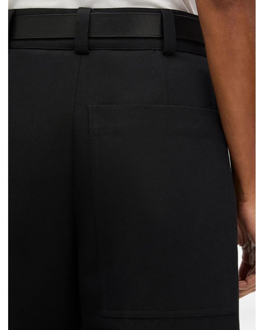Another Tomorrow Black Cuffed Topstitched Trousers