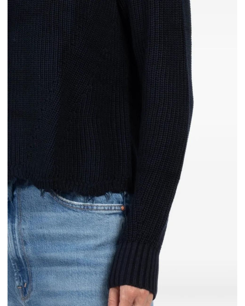 Autumn Cashmere Black Ausgefranster Pullover