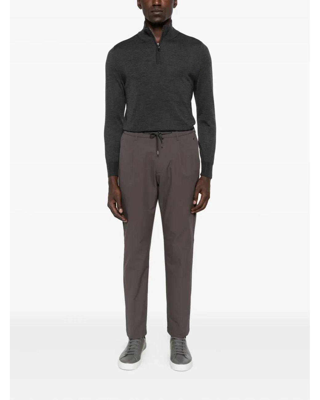 Canali Black Zip-Neck Wool Sweater for men
