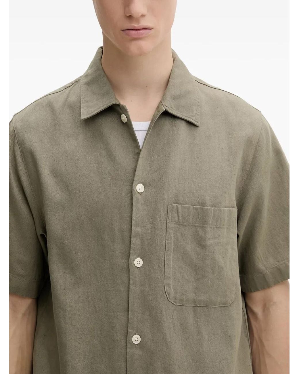 Marc O' Polo Green Short-Sleeve Chest-Pocket Shirt for men