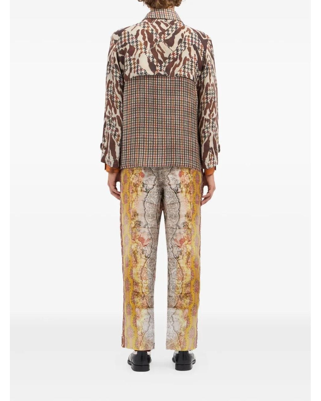 Pierre Louis Mascia Brown Houndstooth-Patterned Patchwork Jacket