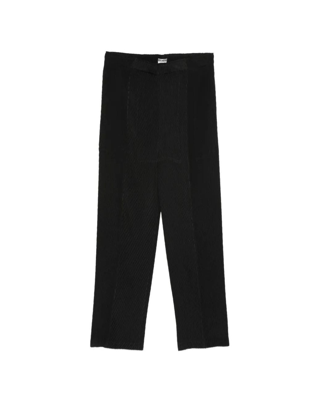 Issey Miyake Black Plissé-Effect Cropped Trousers