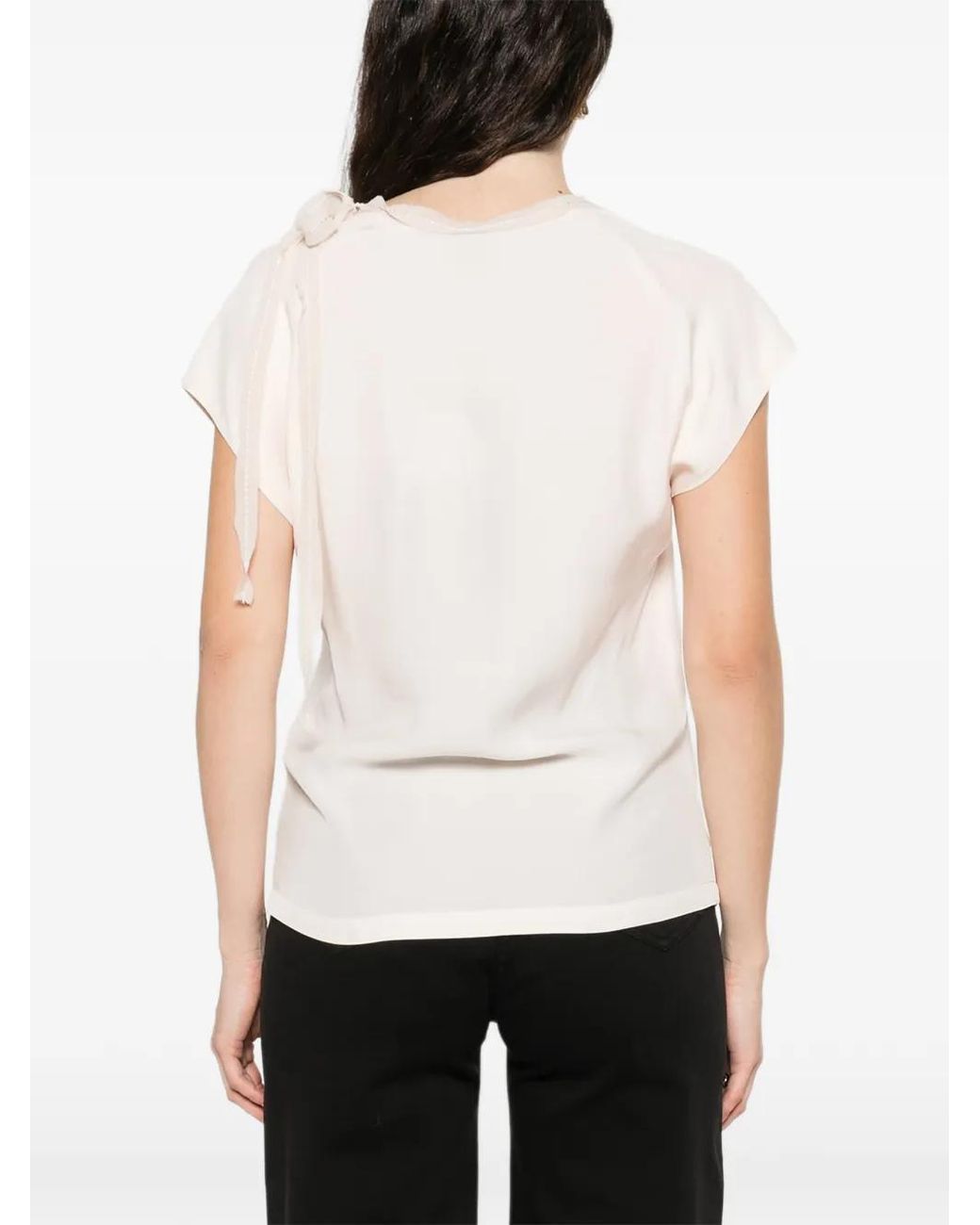Pinko White T-Shirt With Side Bow On The Neck