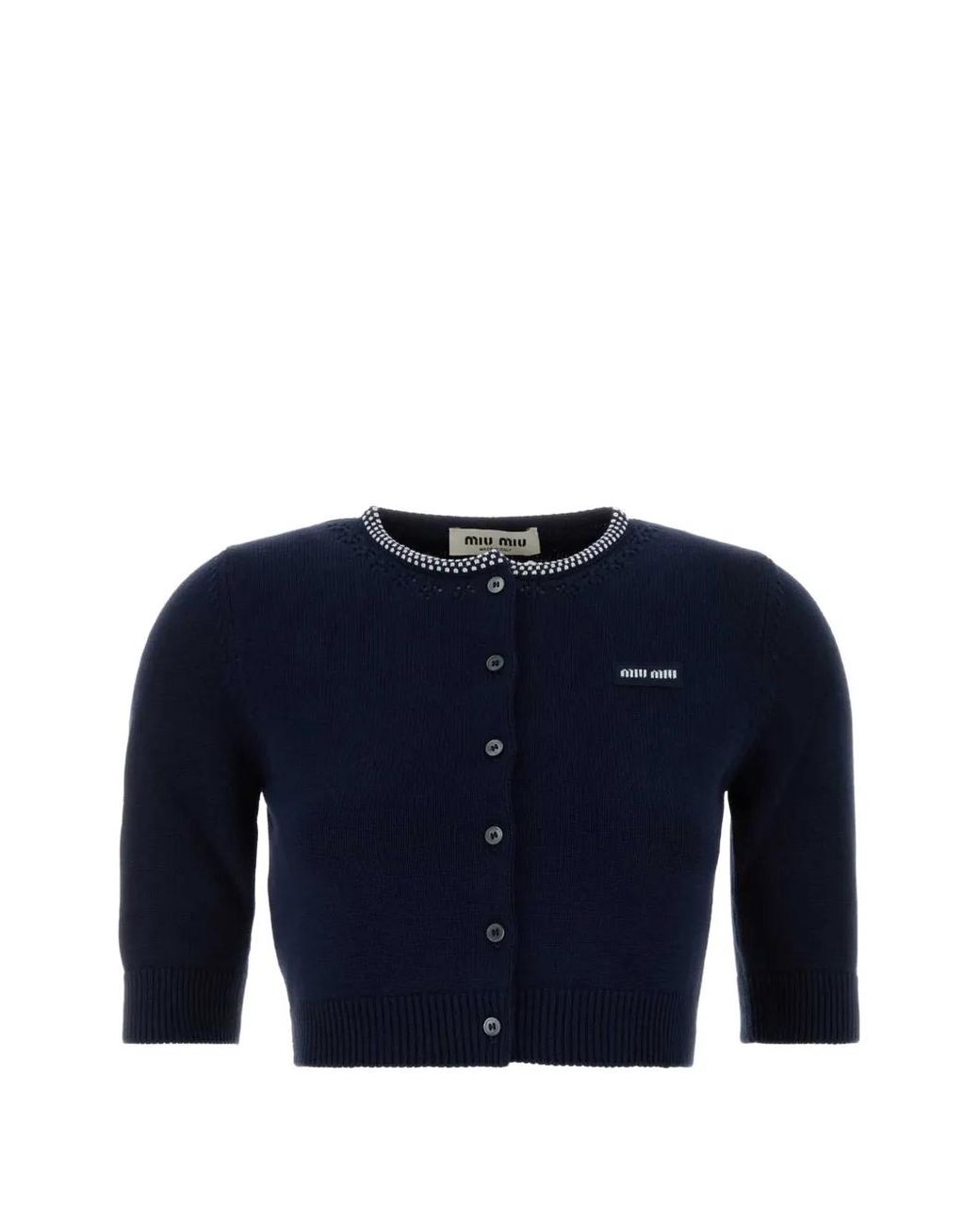 Miu Miu Blue Cotton Cropped Cardigan