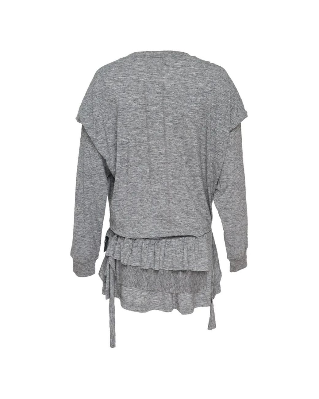 OPEN YY Gray Raw-Cut Ruffled Top