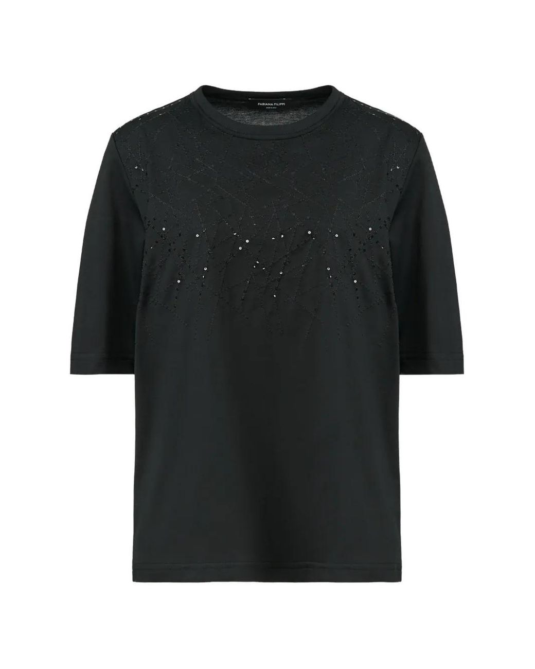 Fabiana Filippi Black Sequin-Embellished T-Shirt