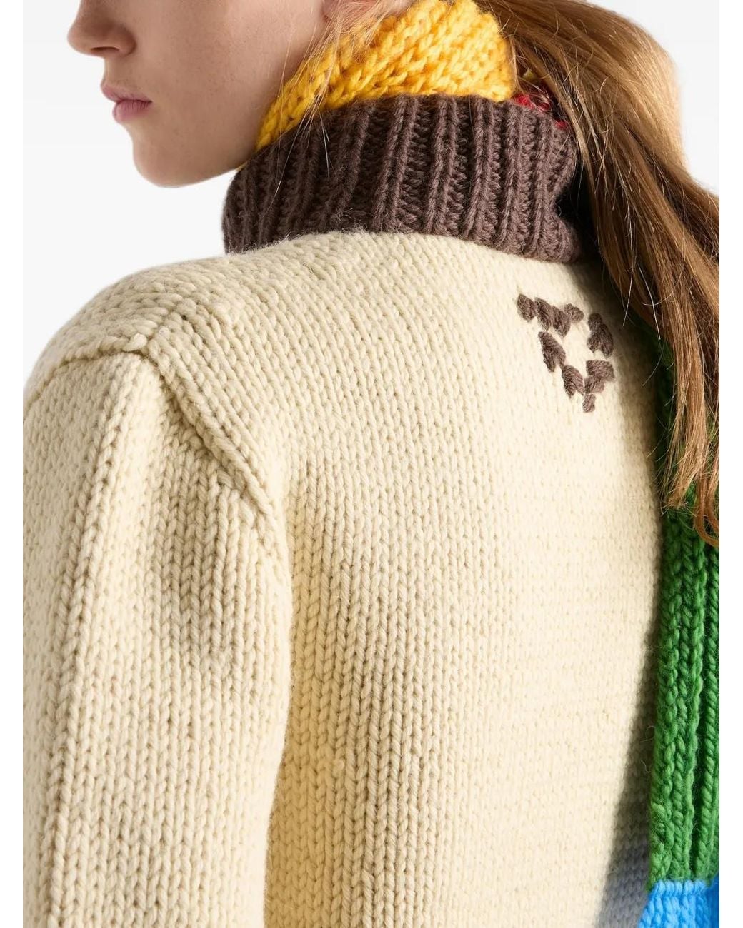Prada Natural Wool Zipper Cardigan