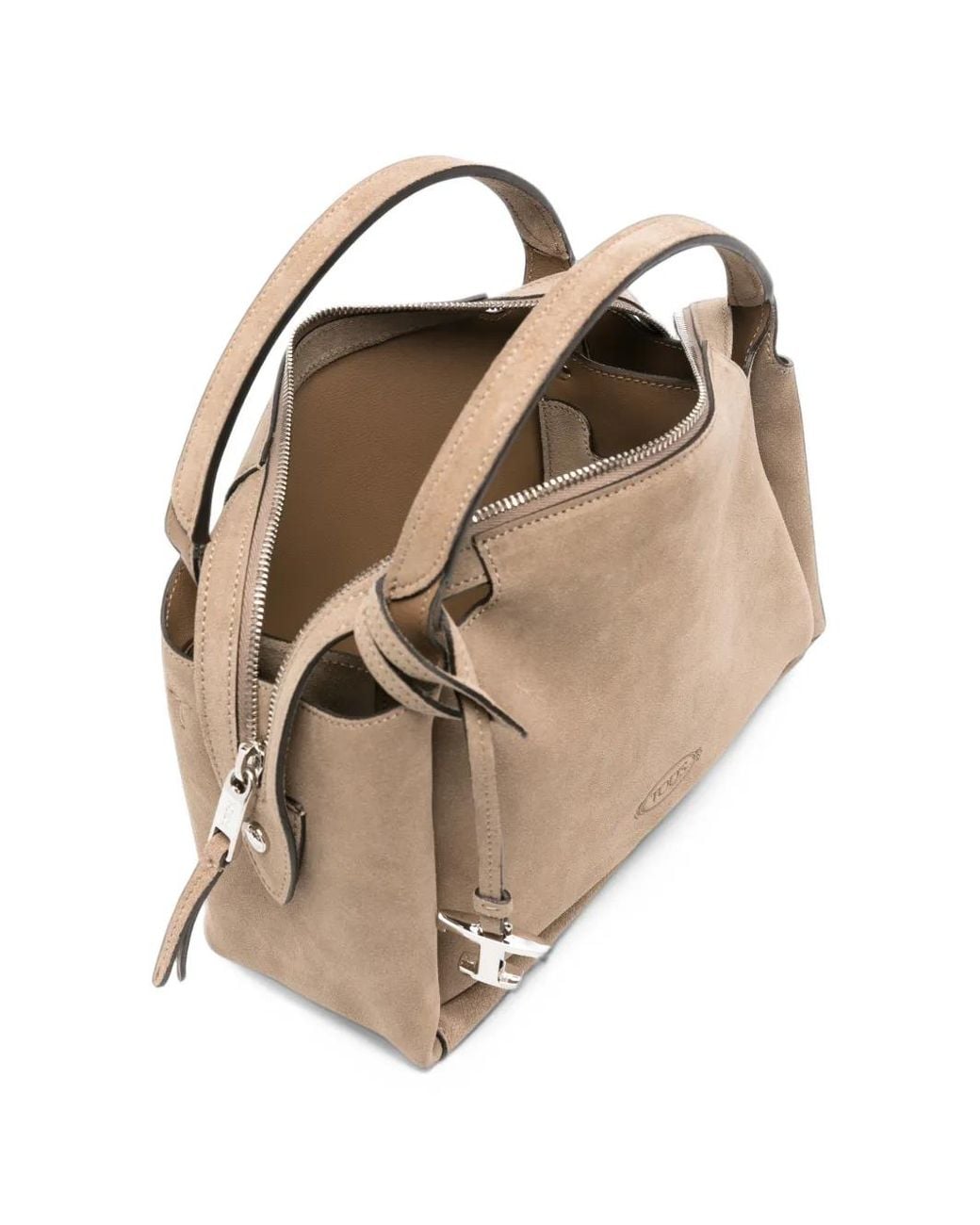 Tod's Metallic T Timeless Suede Tote Bag