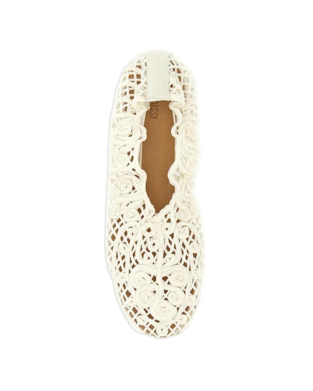 Odissi White Iris Crocheted Ballet Flats
