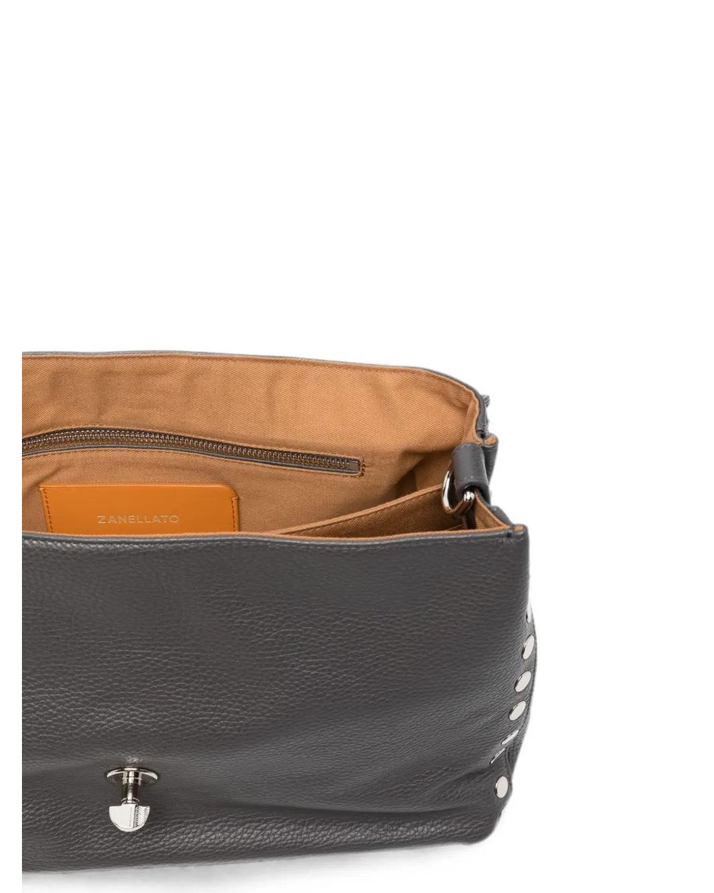 Zanellato Gray Medium Postina Stud-Embellished Leather Tote Bag
