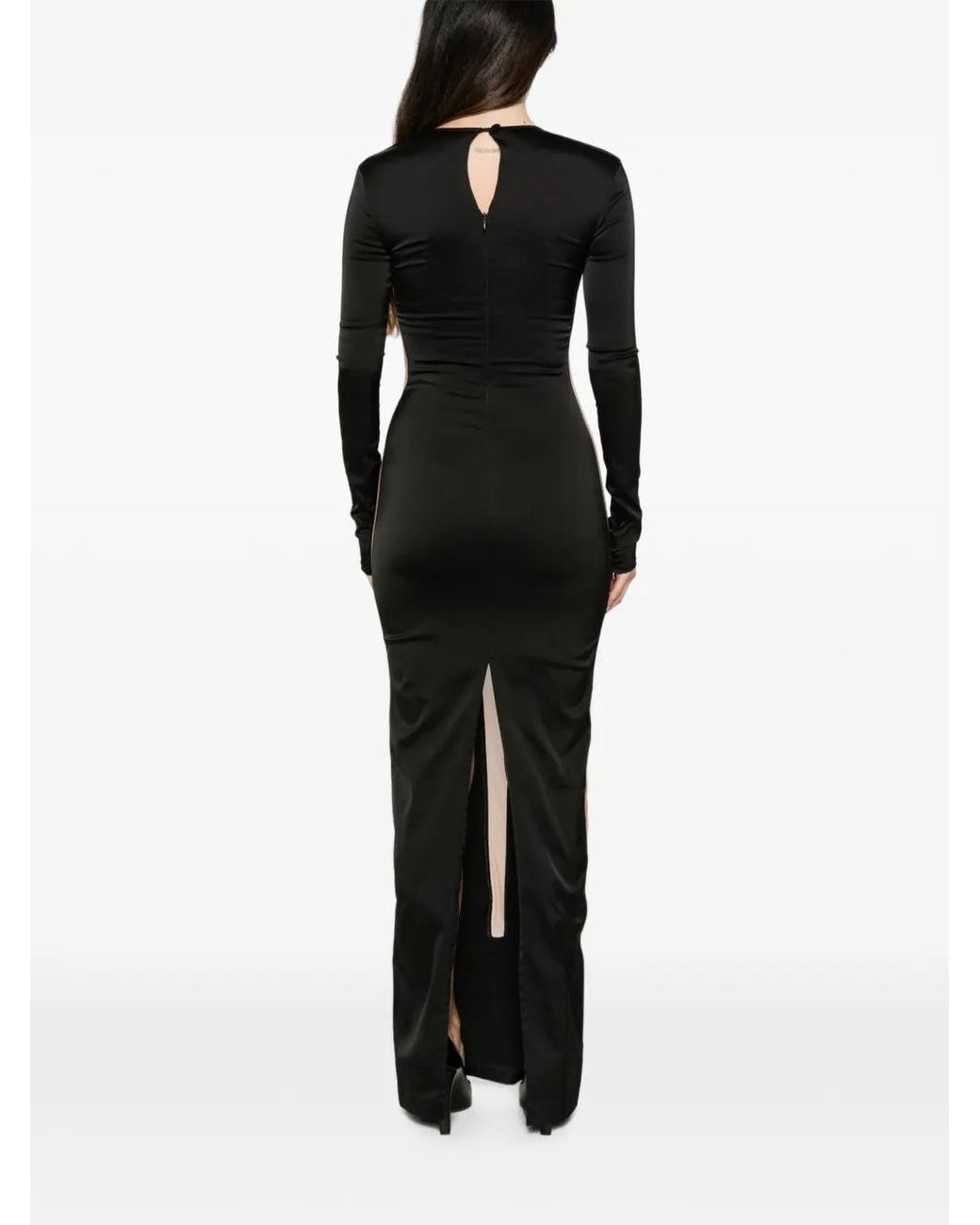 MITILIANE COUTURE Black Floral-Embellished Cut-Out Maxi Dress