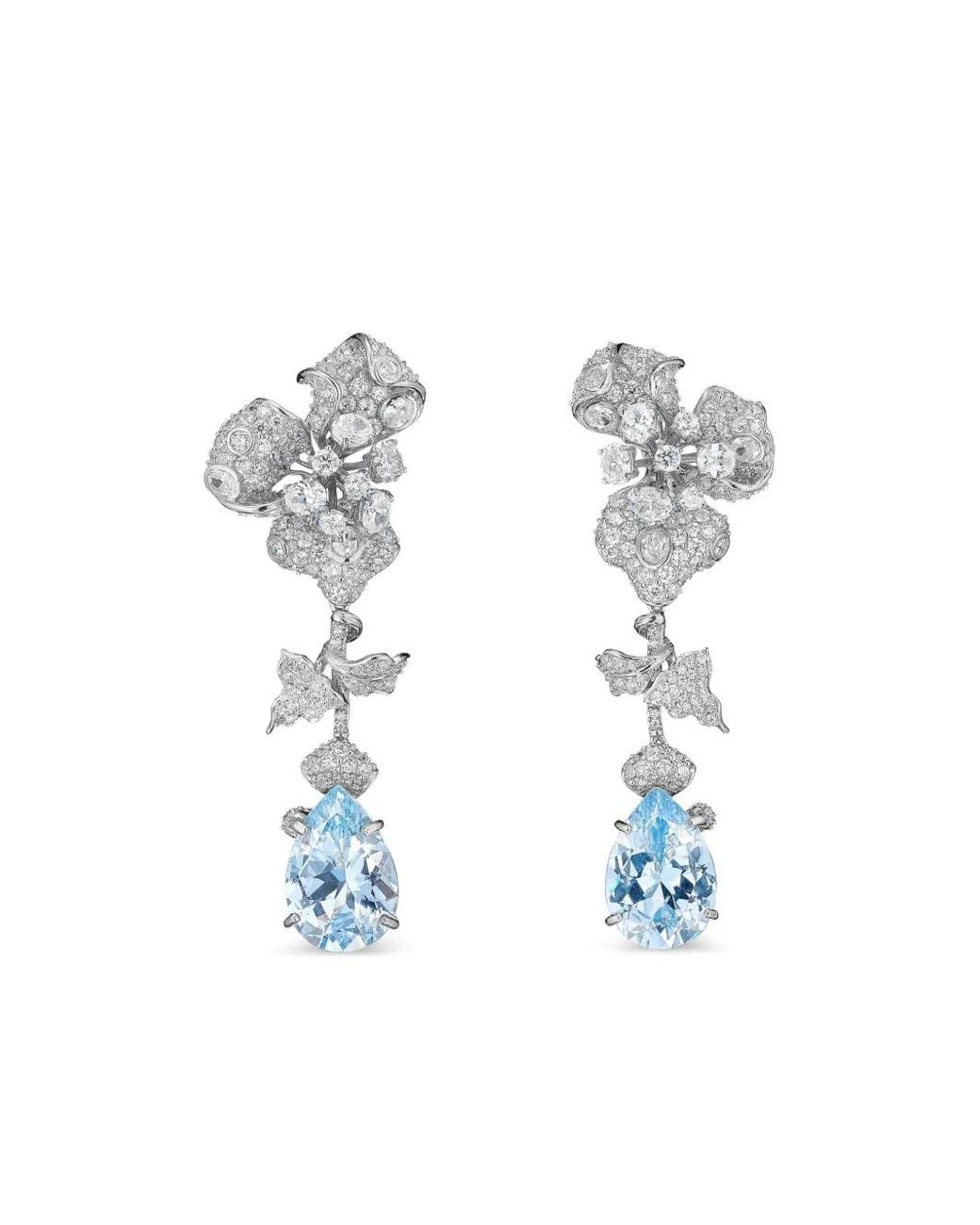 Anabela Chan White Rhodium Vermeil And 14K Orchid Aquamarine And Diamond Earrings