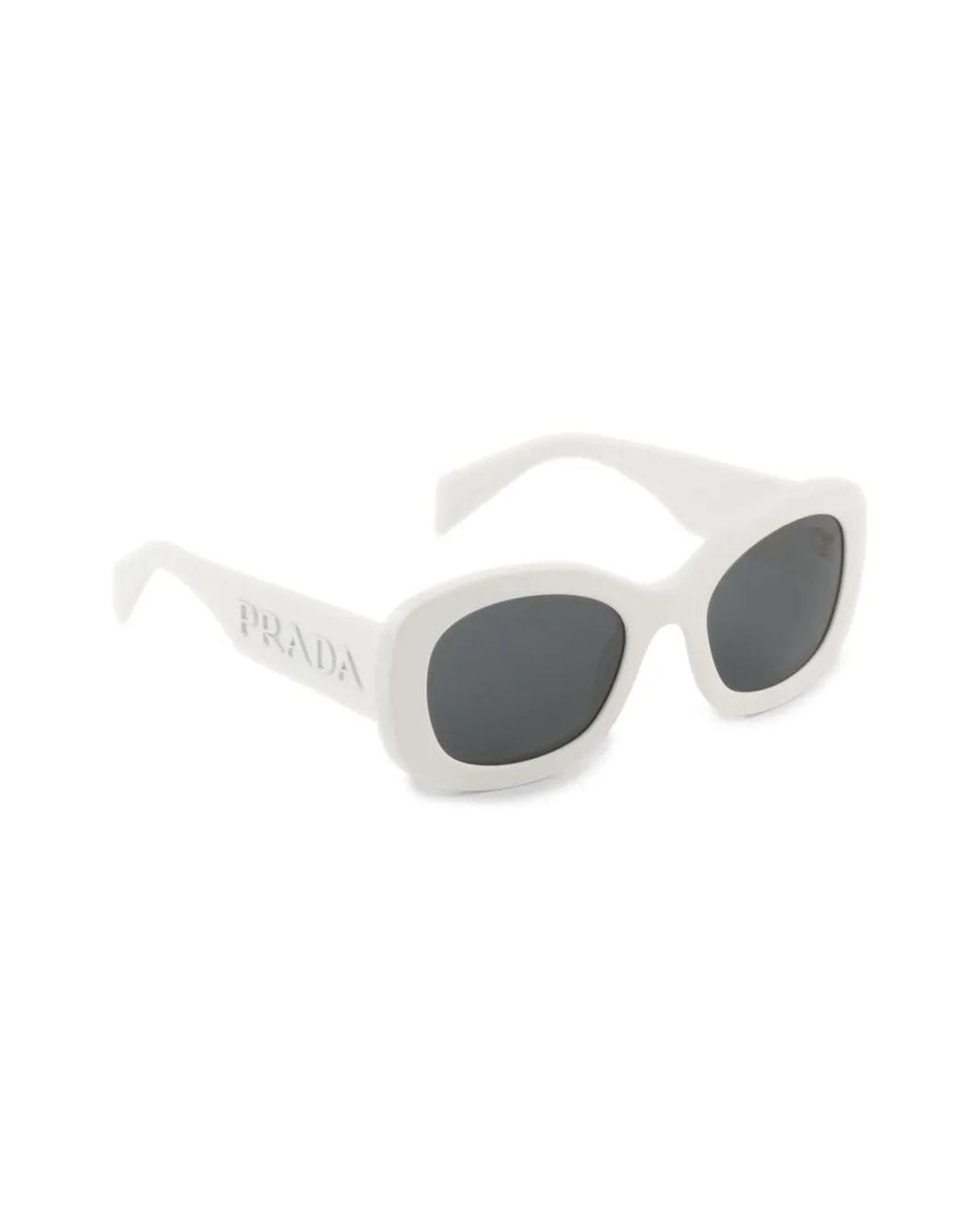 Prada Gray Logo-Embossed Oversize-Frame Sunglasses