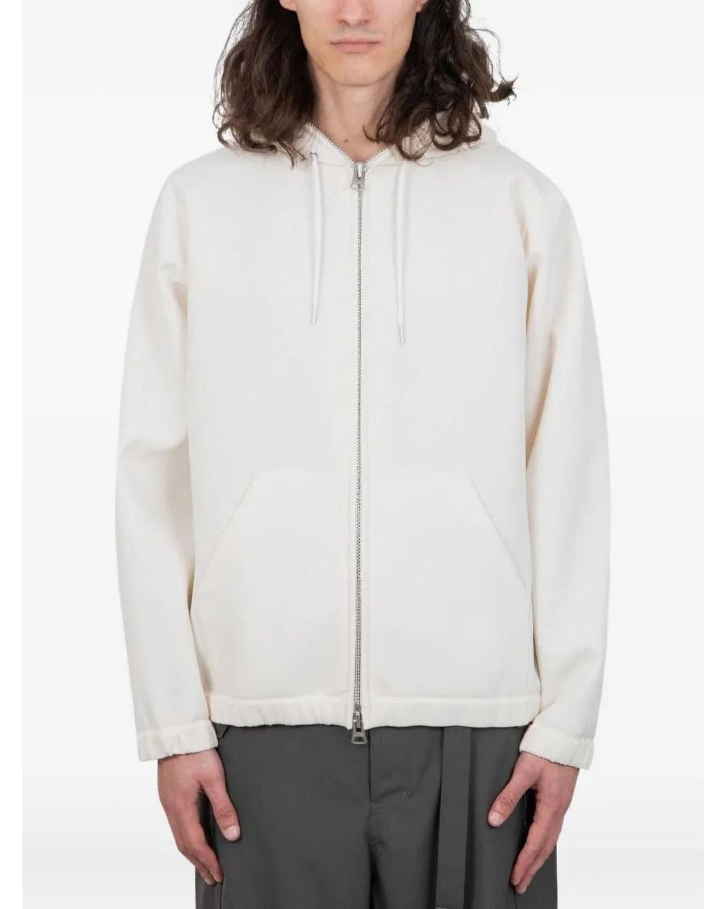 Sacai White Zip-Up Hoodie for men