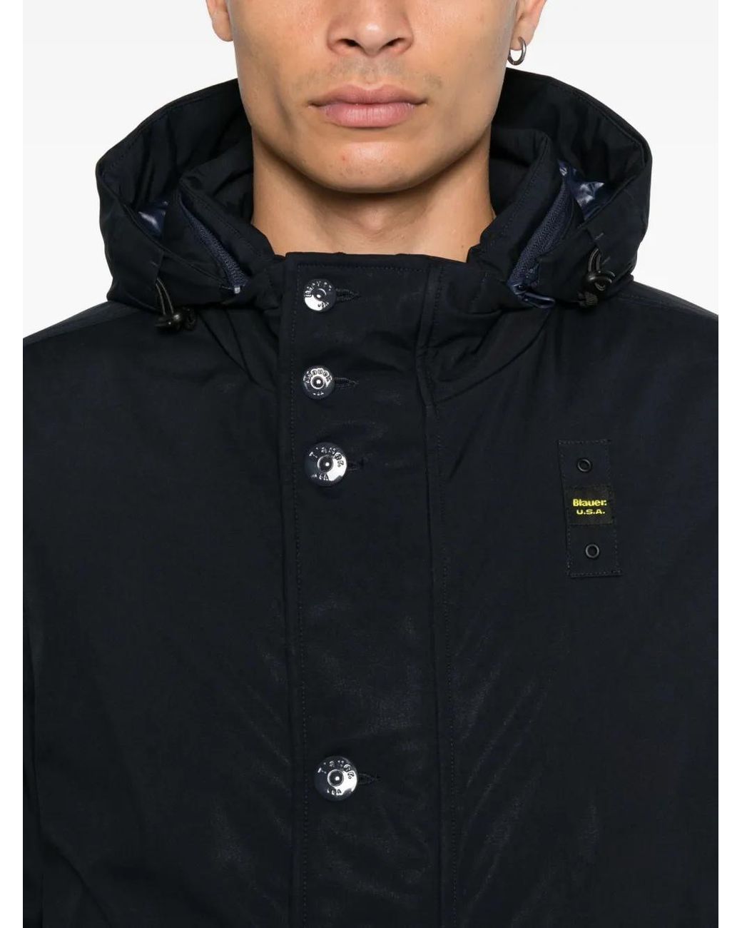 Blauer Blue Hooded Button-Fastening Jacket for men