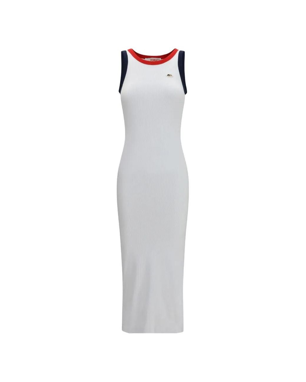 Fiorucci White Ribbed Angels-Patch Midi Dress