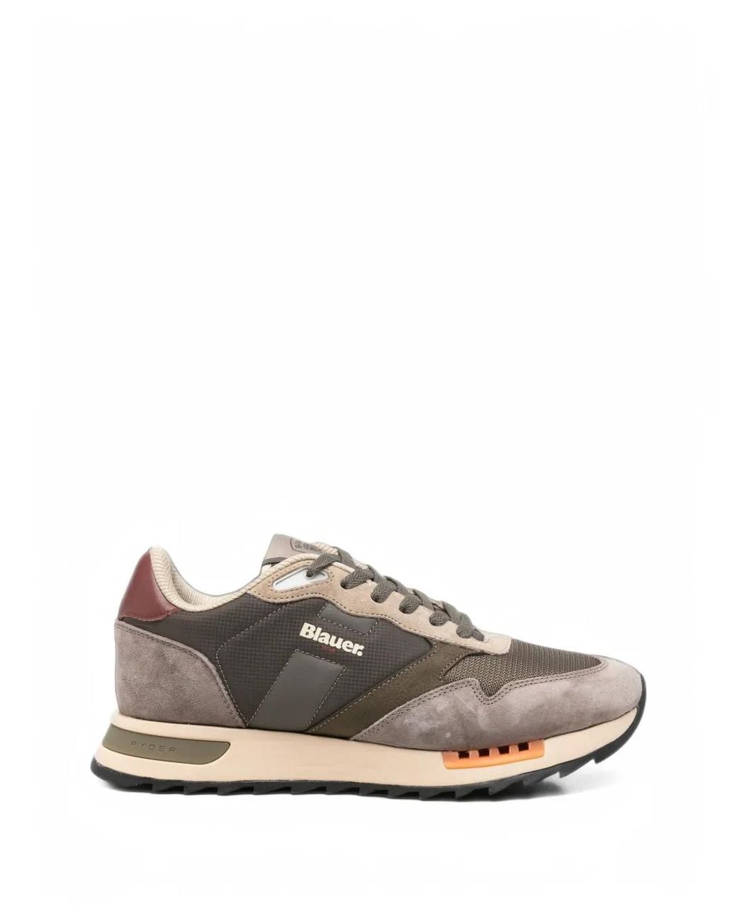 Blauer White Ryder Paneled Suede Sneakers for men