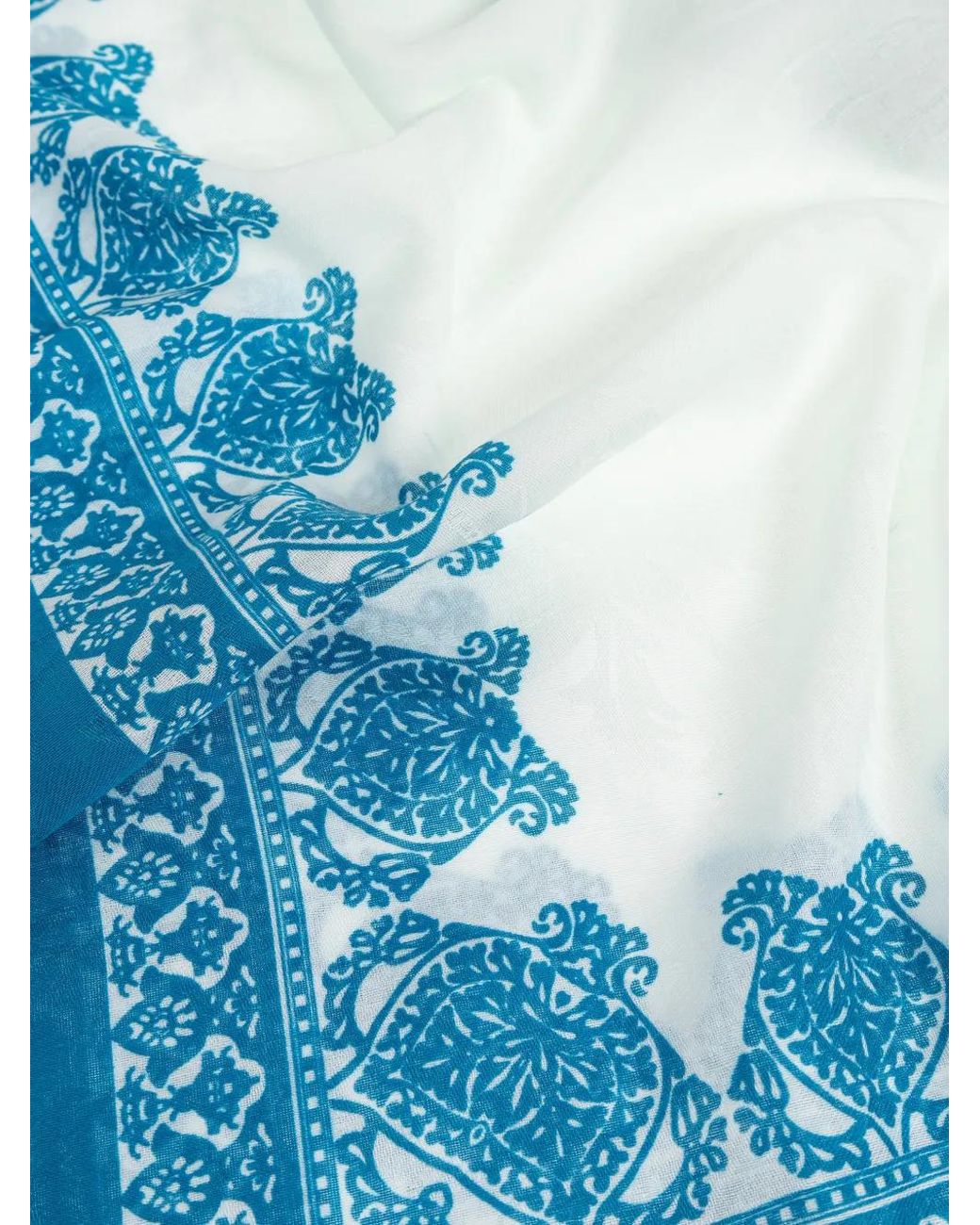 Etro Blue Fringed Patterned Scarf
