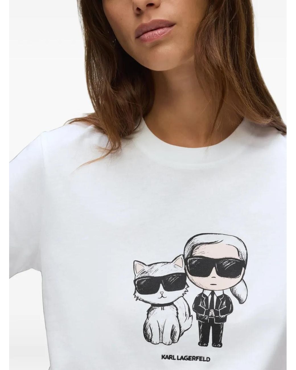 Karl Lagerfeld White Ikon Karl Choupette T-Shirt
