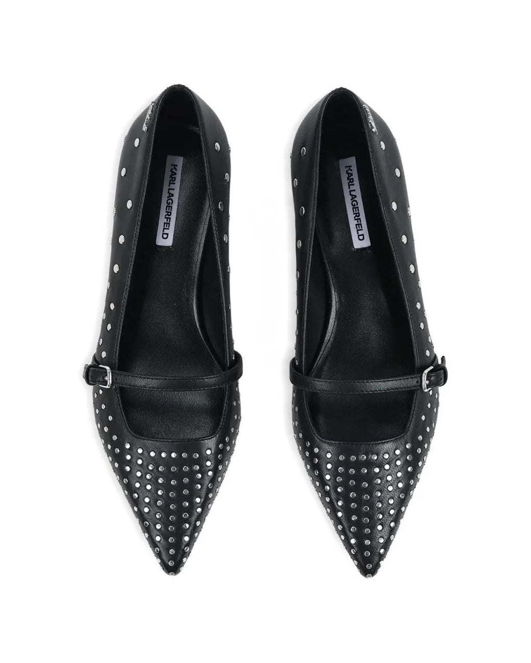 Karl Lagerfeld Black Stud-Embellished Pointed-Toe Pumps