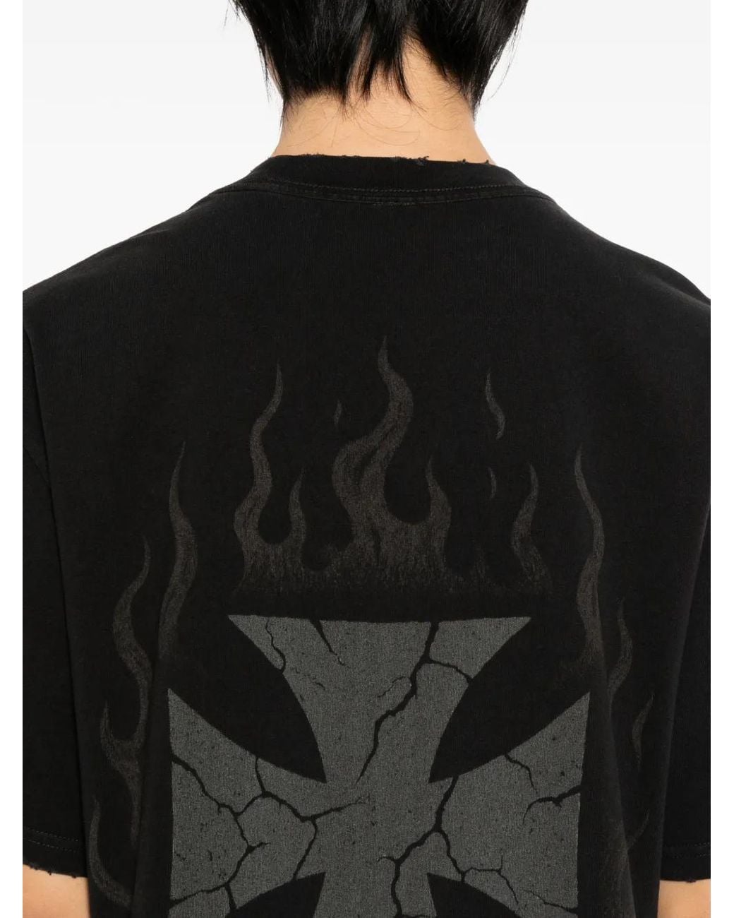 WARMAN Black Logo Printed T-Shirt for men