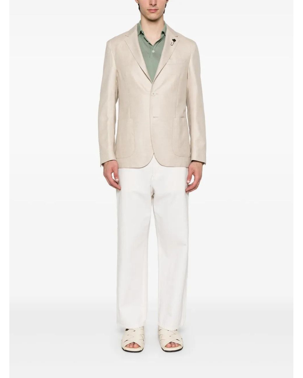 Lardini Natural Single-Breasted Blazer for men