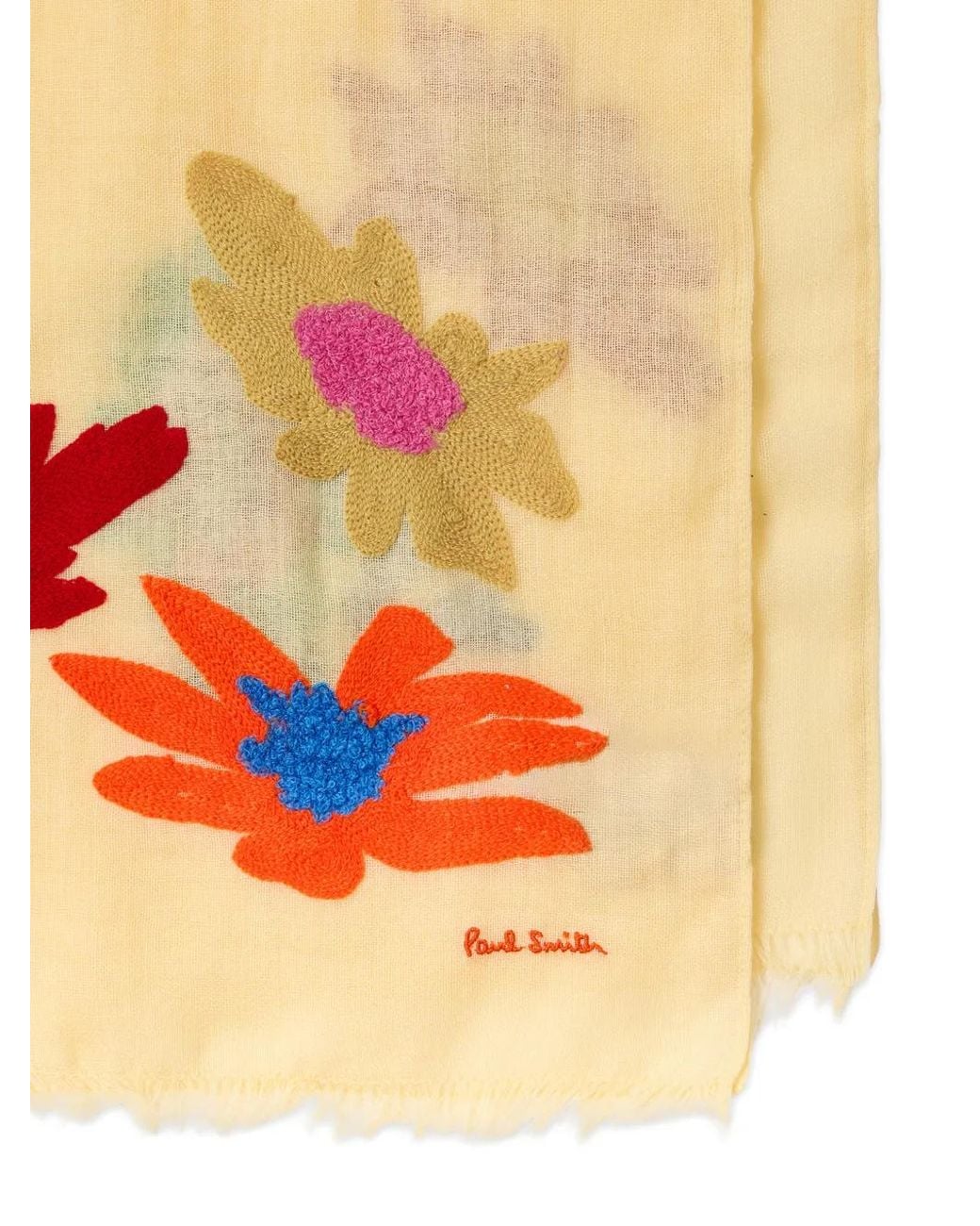Paul Smith White Floral-Print Scarf