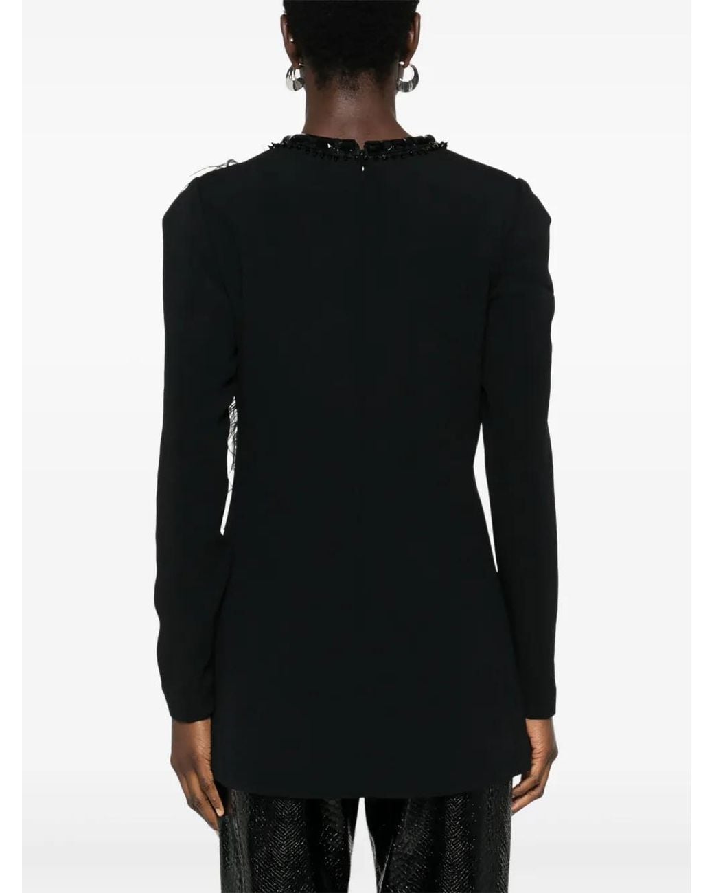 Elie Saab Black Embroidered Cady Blouse