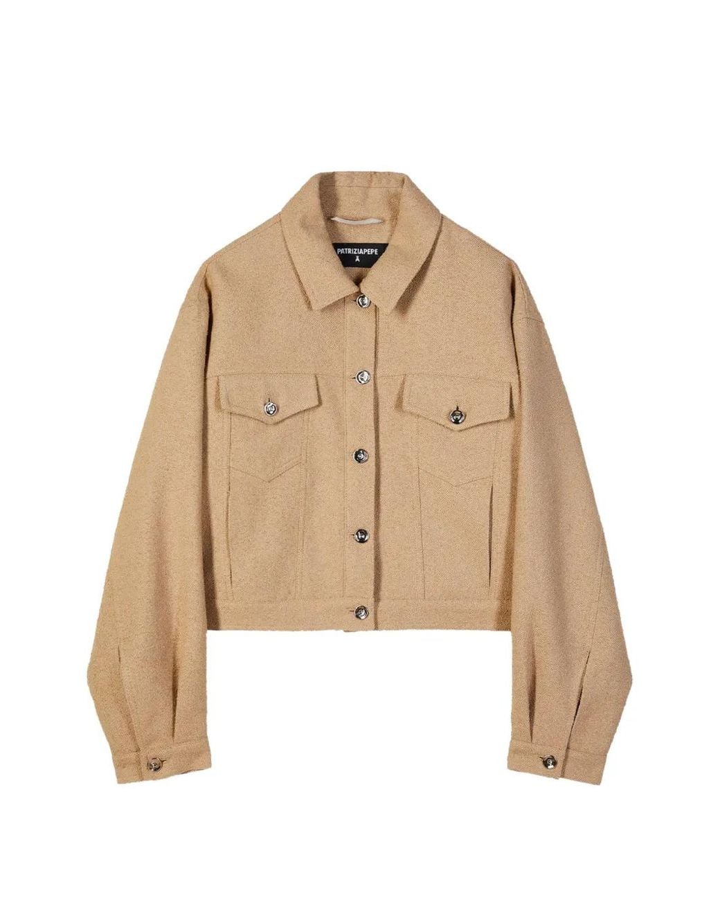 Patrizia Pepe Natural Cropped Button-Up Jacket