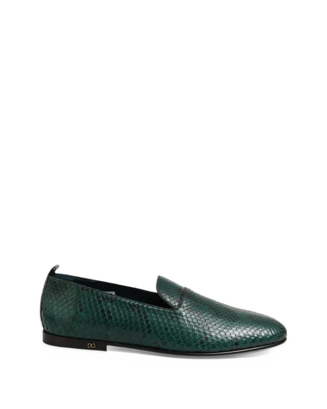 Dolce & Gabbana Green Snakeskin-Effect Loafers for men