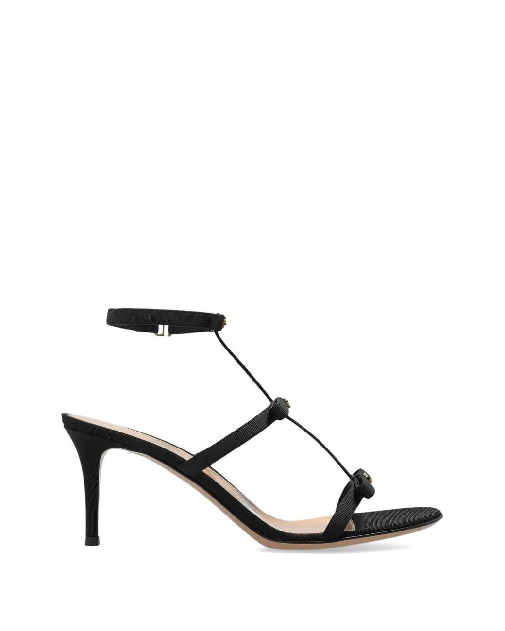 Gianvito Rossi Black Malou Grossgrain Buckle Sandals