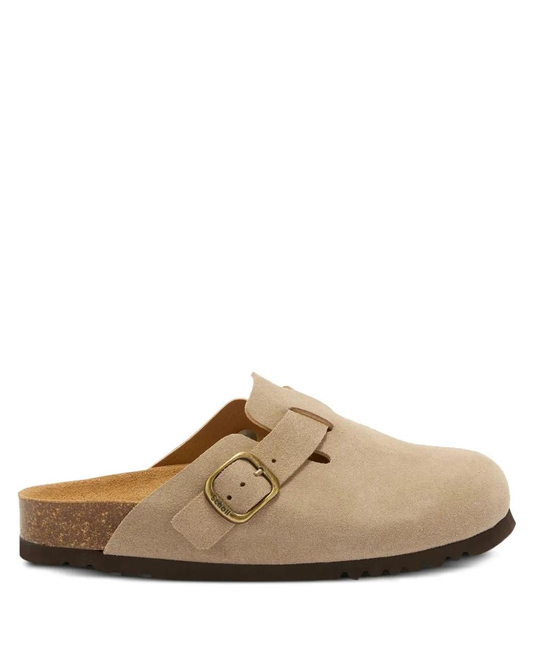Scholl Brown Buckle-Strap Mules
