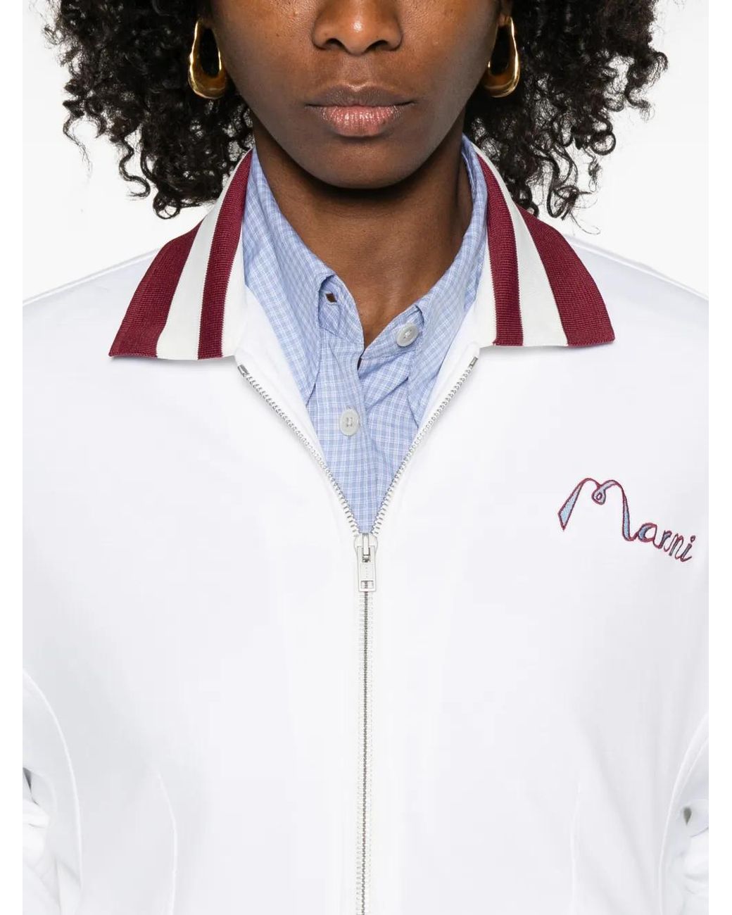 Marni White Pull En Maille Jacquard
