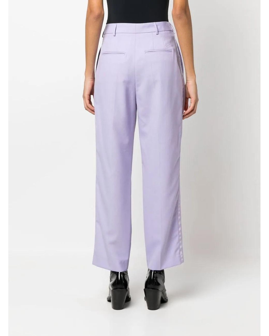 Karl Lagerfeld Purple Cropped High-Waisted Trousers