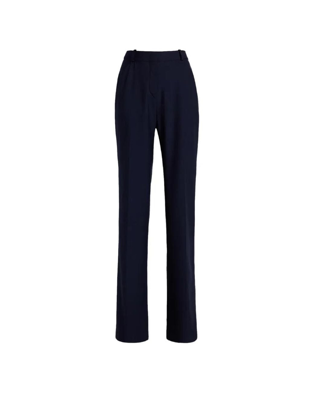 Another Tomorrow Blue Flared Wool Trousers
