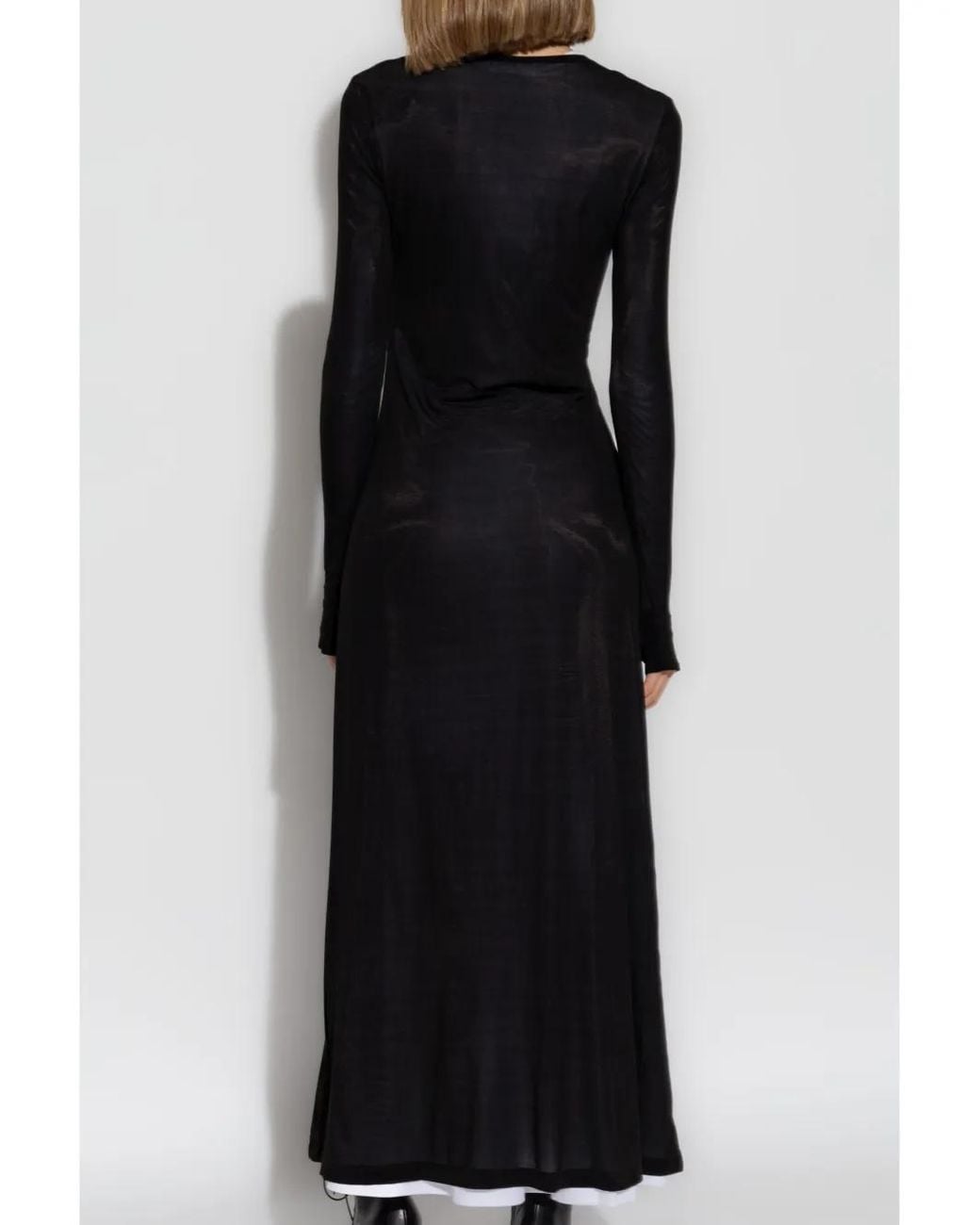 Helmut Lang Black Double-Layer Maxi Dress
