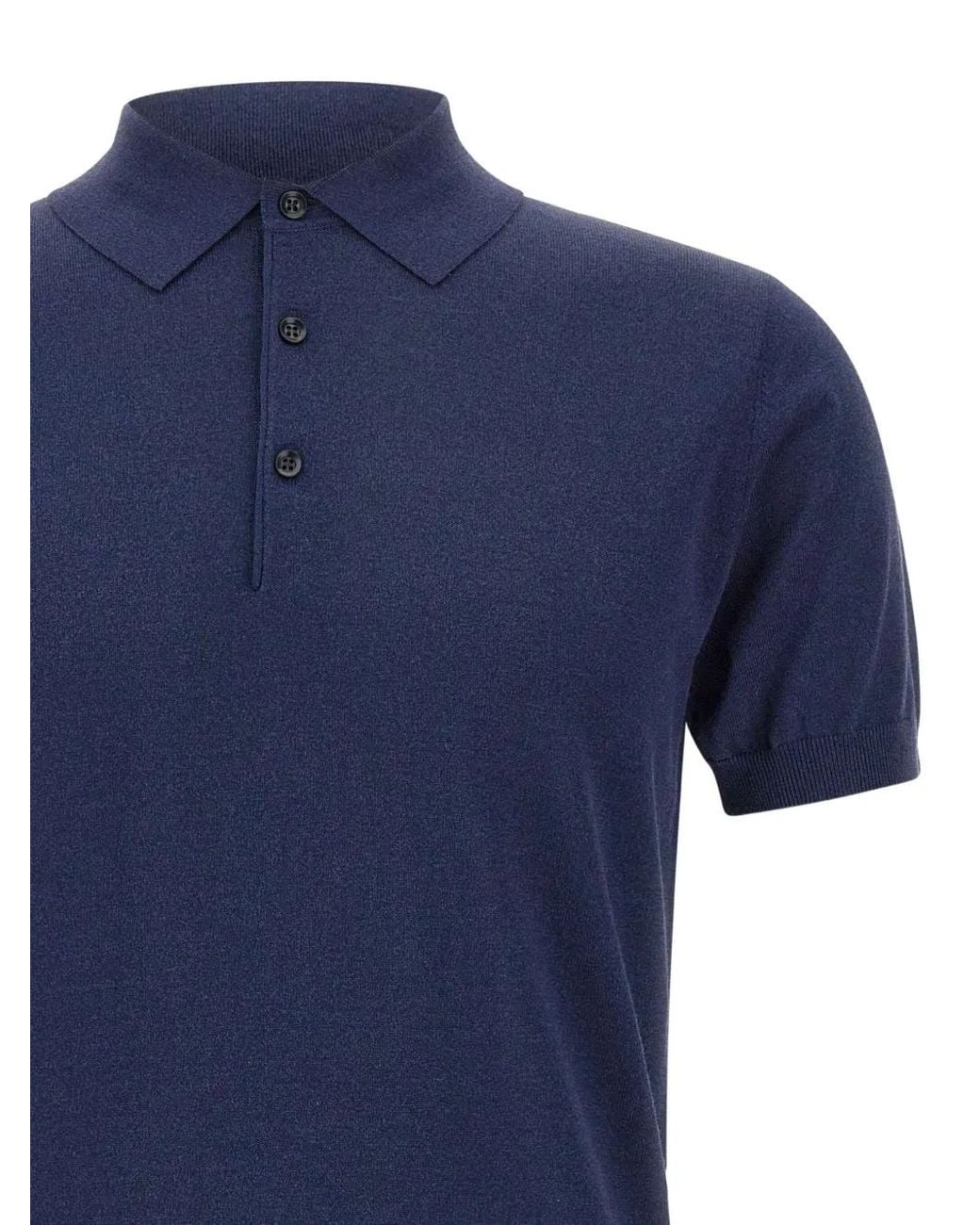 Kangra Blue Ribbed-Edge Short-Sleeve Polo Shirt for men