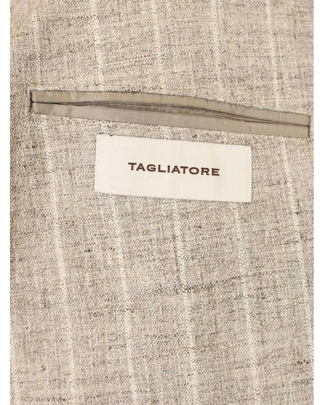 Tagliatore White Double-Breasted Striped Jacket for men