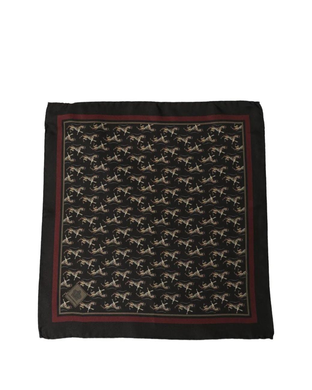 Dolce & Gabbana Black Horse-Print Silk Pocket Square for men
