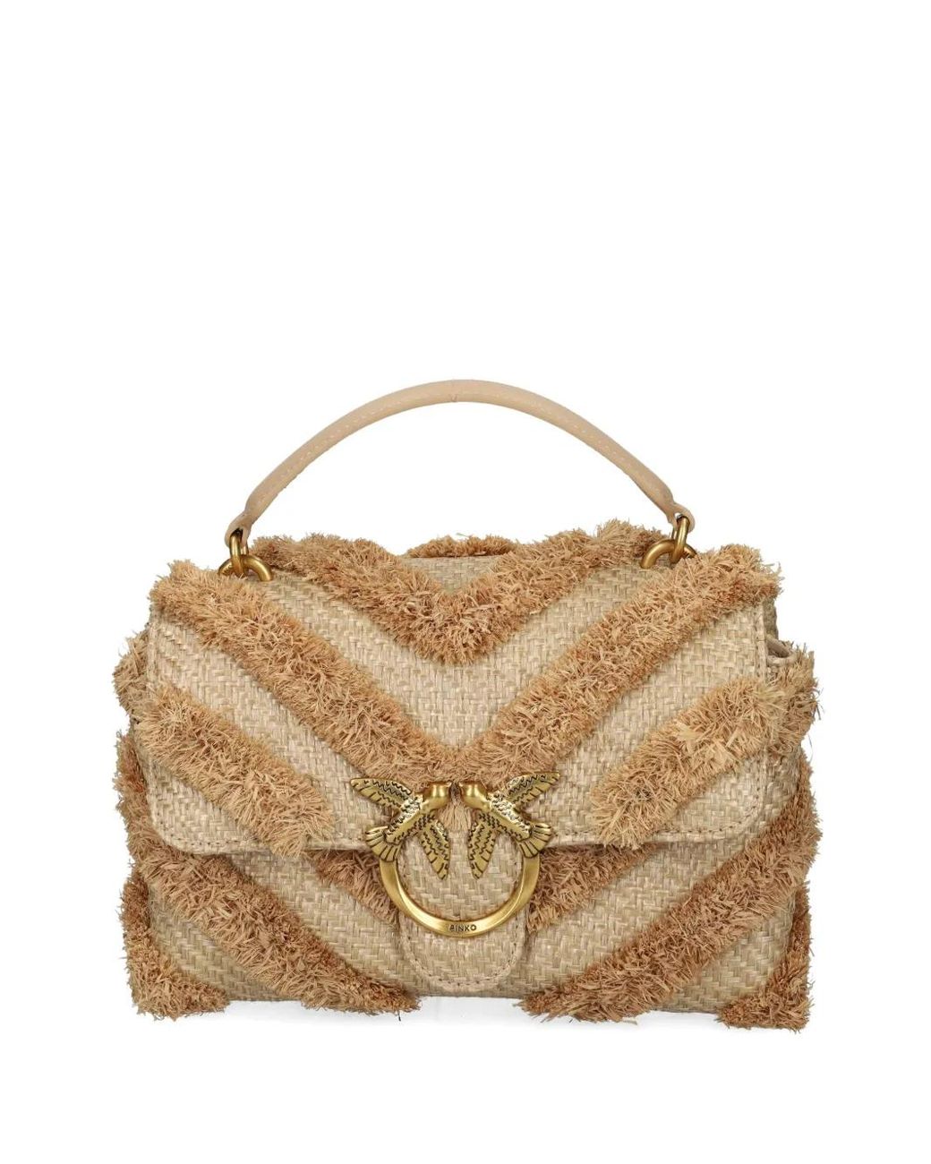 Pinko Metallic Fringed-Chevron Shoulder Bag