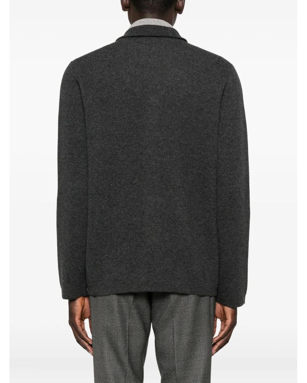 Lardini Black Buttoned Patch-Pocket Cardigan for men