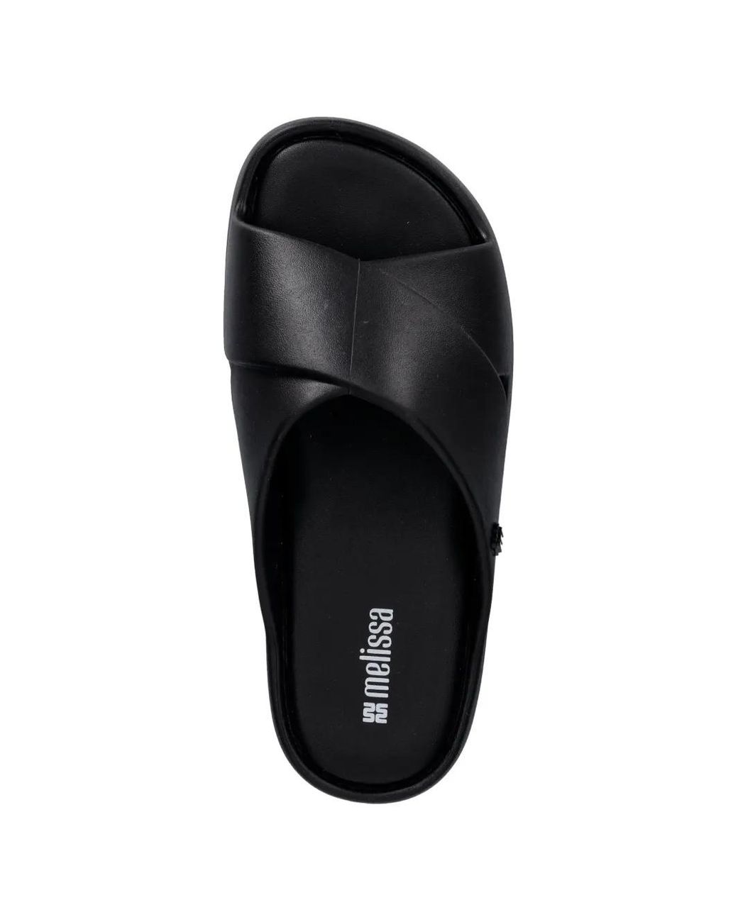 Melissa Black Cross-Strap Platform Slides
