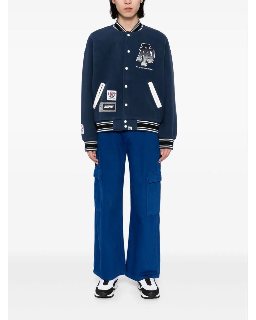 Aape By A Bathing Ape Blue Logo Varsity Jacket for men