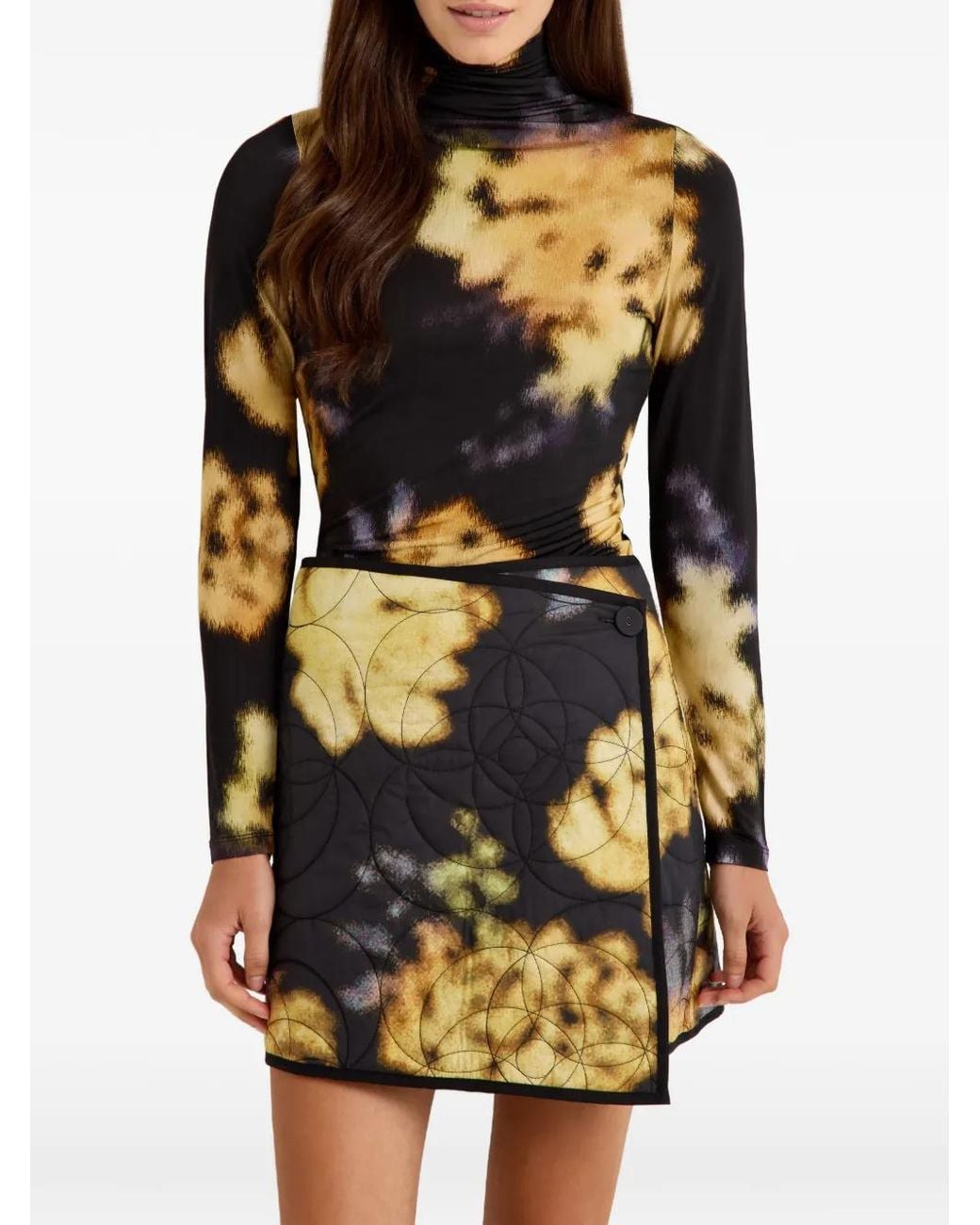Marie Oliver Black Orca Quilted Wrap Mini Skirt