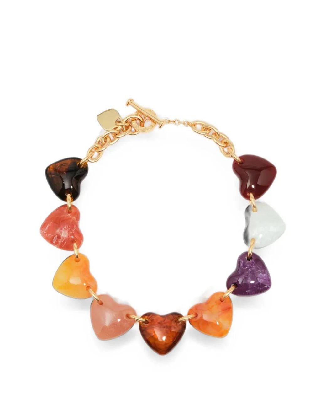 Bimba Y Lola Metallic Multi Amber Resin Hearts Necklace