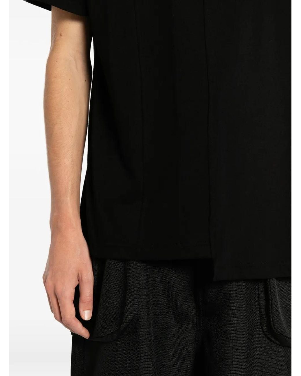 Yohji Yamamoto Black Panelled Short-Sleeves T-Shirt for men
