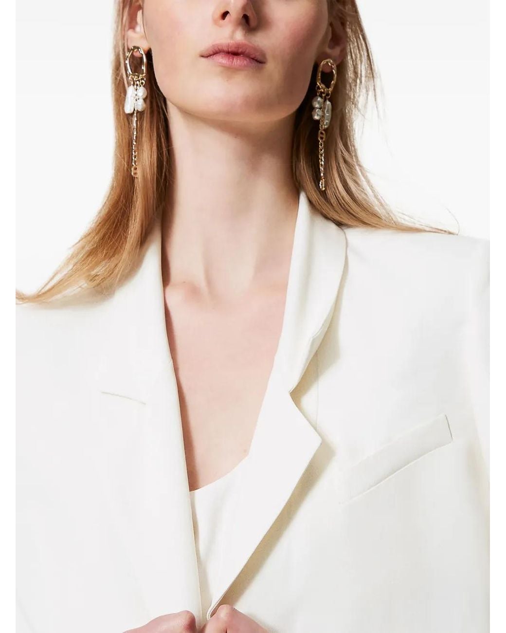 Twinset White Open-Front Blazer